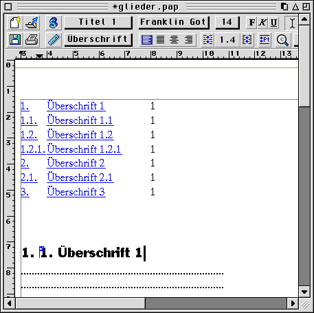 Gliederungsübersicht vor dem Haupttext