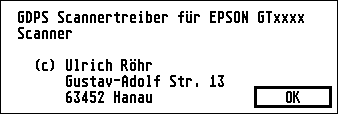 Infodialog von GDPS-Scannertreiber