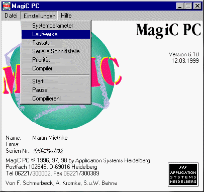 Der Konfigurationsdialog von MagiC PC
